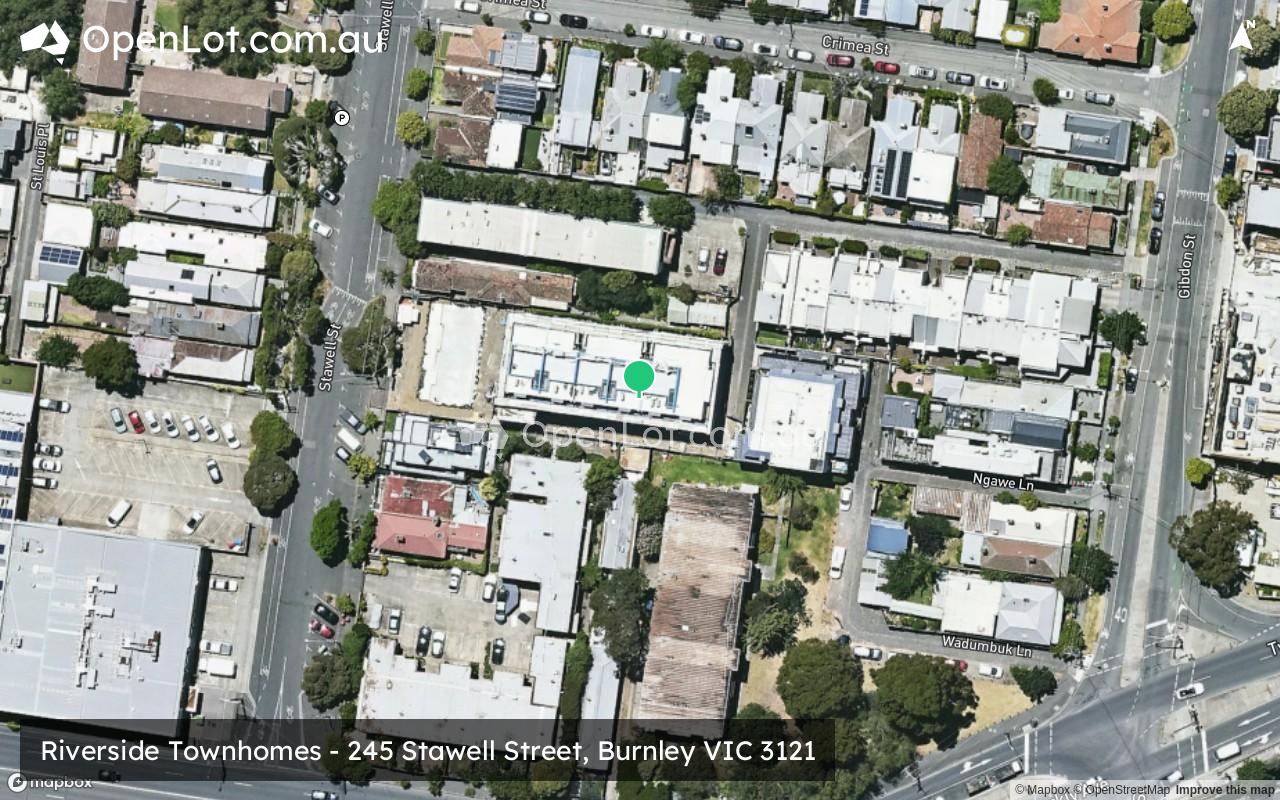 Satellite image for Riverside Townhomes - 245 Stawell Street, Burnley VIC 3121