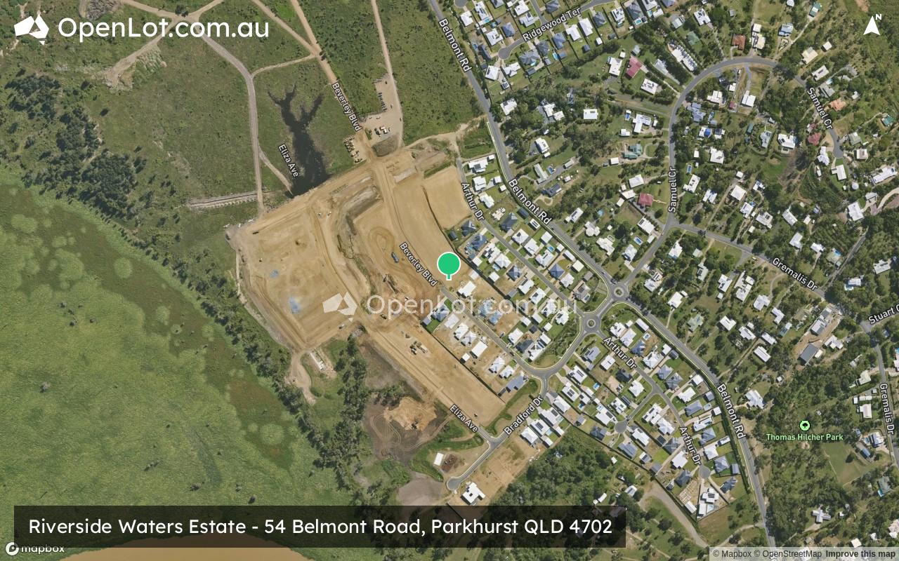 Satellite image for Riverside Waters Estate - 54 Belmont Road, Parkhurst QLD 4702