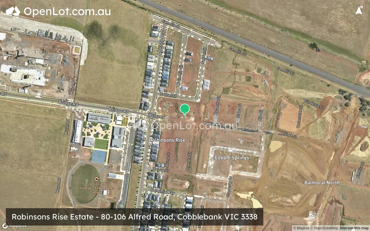 Satellite image for Robinsons Rise Estate - 80-106 Alfred Road, Cobblebank VIC 3338