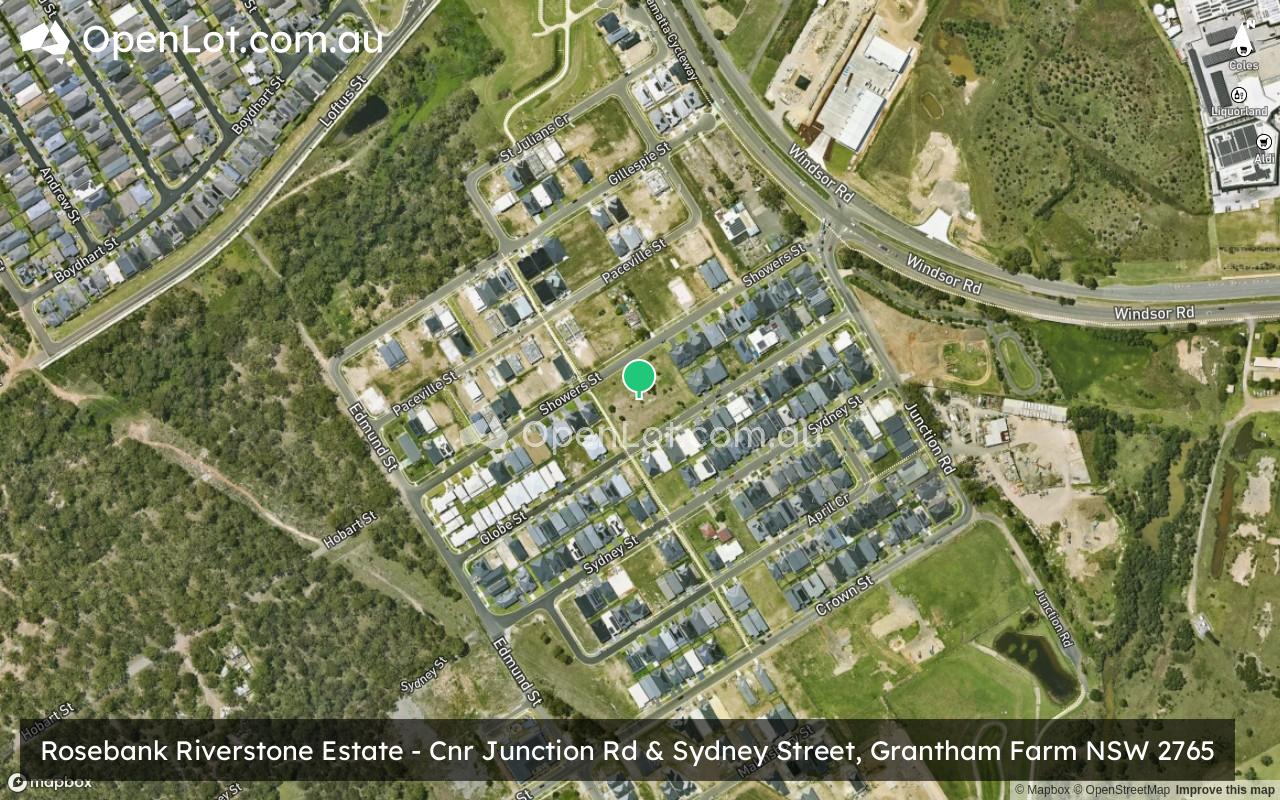 Satellite image for Rosebank Riverstone Estate - Cnr Junction Rd & Sydney Street, Grantham Farm NSW 2765