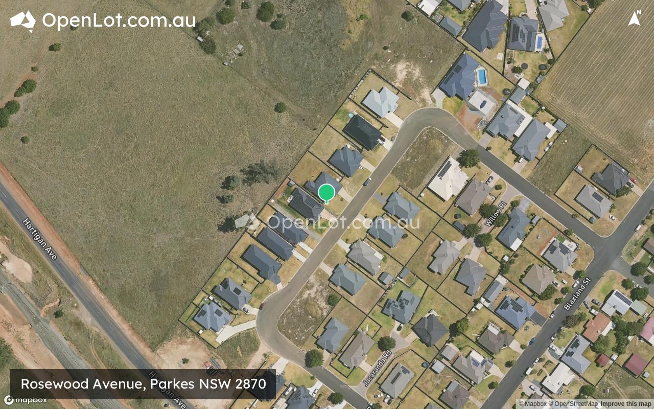 Satellite image for Rosewood Avenue, Parkes NSW 2870