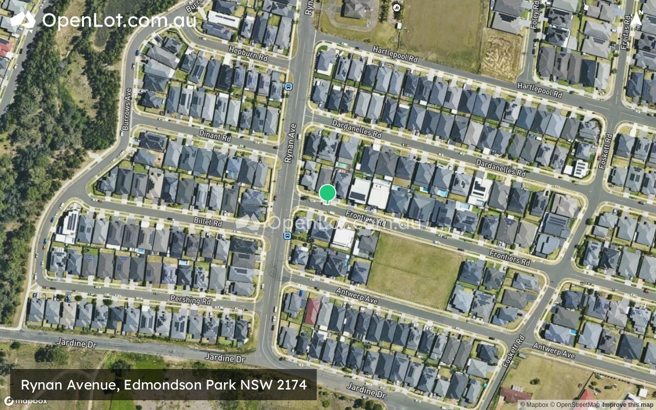 Satellite image for Rynan Avenue, Edmondson Park NSW 2174