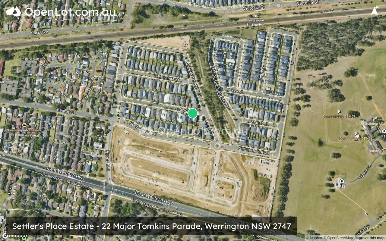 Satellite image for Settler's Place Estate - 22 Major Tomkins Parade, Werrington NSW 2747