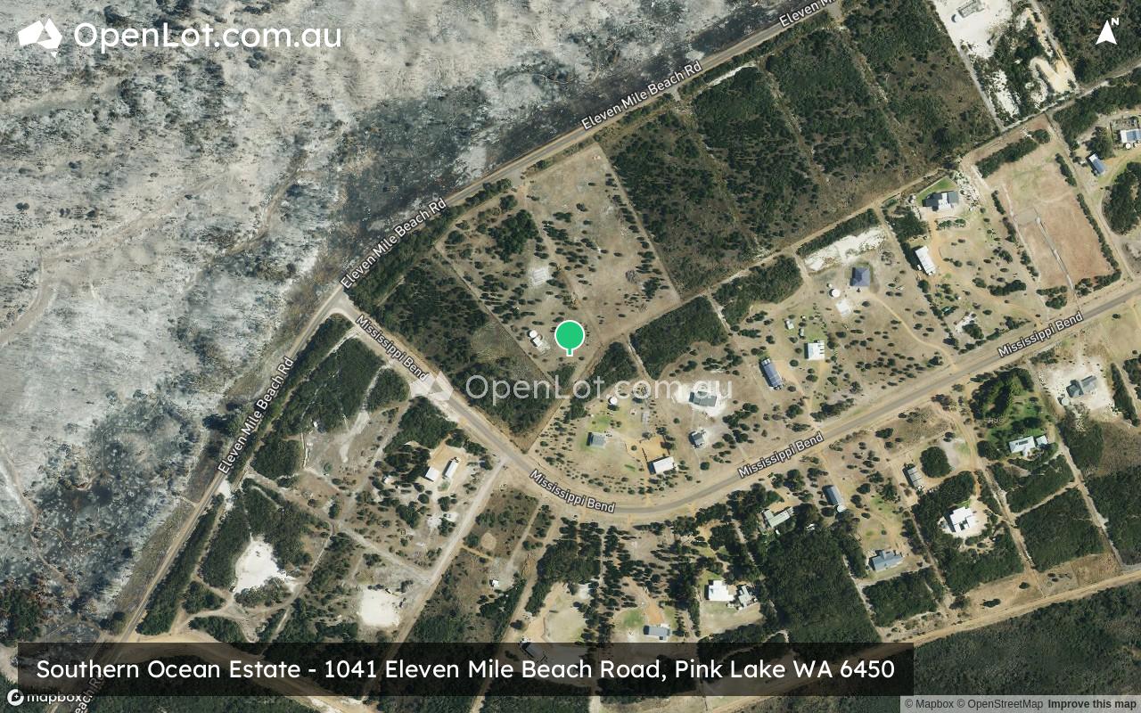 Satellite image for Southern Ocean Estate - 1041 Eleven Mile Beach Road, Pink Lake WA 6450