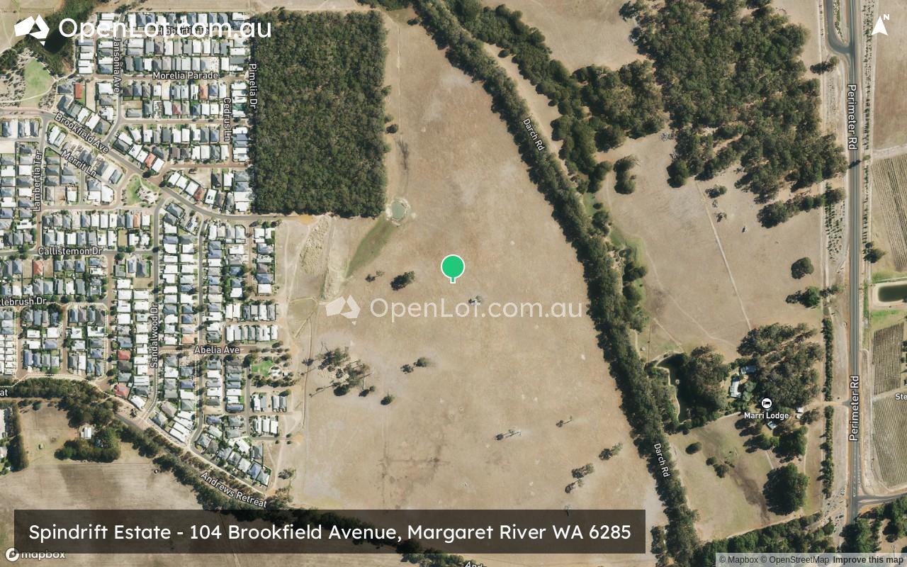 Satellite image for Spindrift Estate - 104 Brookfield Avenue, Margaret River WA 6285