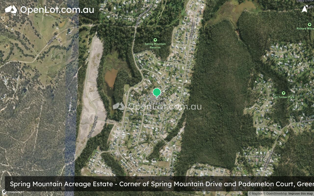 Satellite image for Spring Mountain Acreage Estate - Corner of Spring Mountain Drive and Pademelon Court, Greenbank QLD 4124