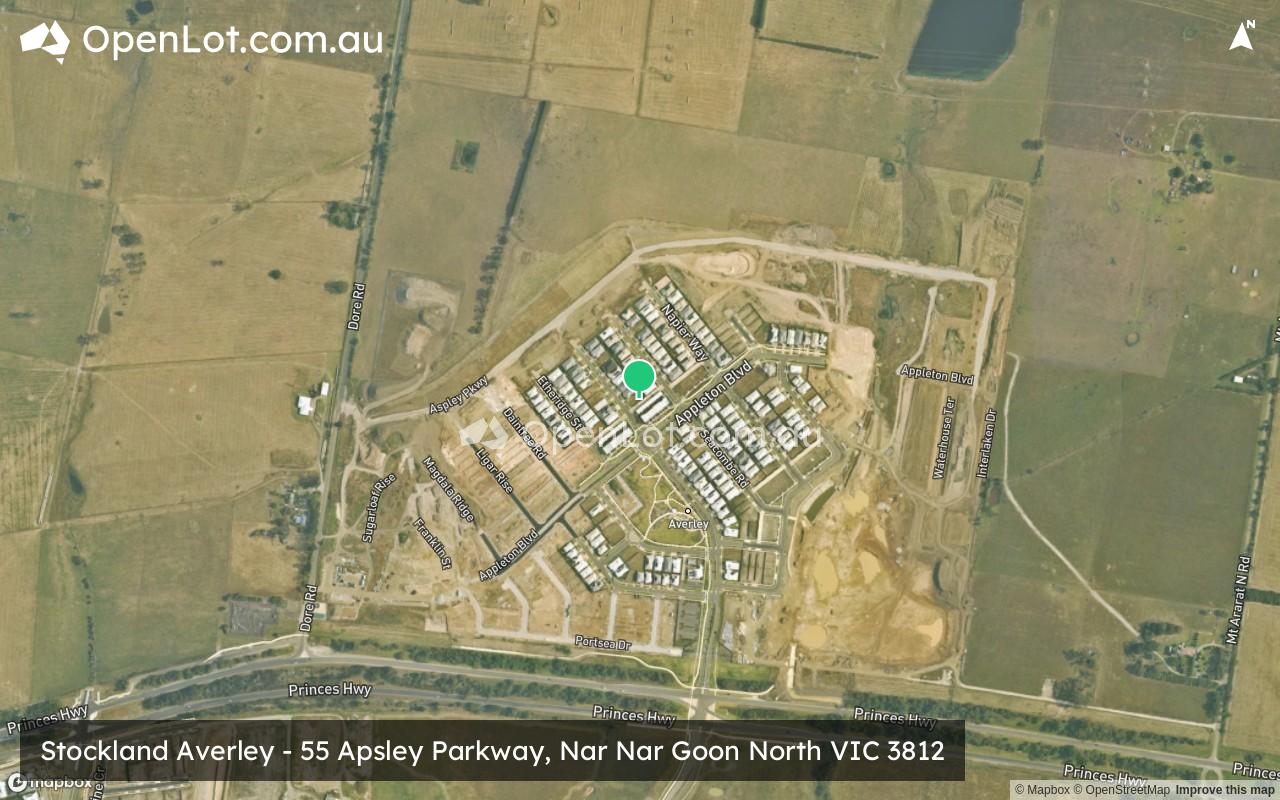 Satellite image for Stockland Averley - 55 Apsley Parkway, Nar Nar Goon North VIC 3812
