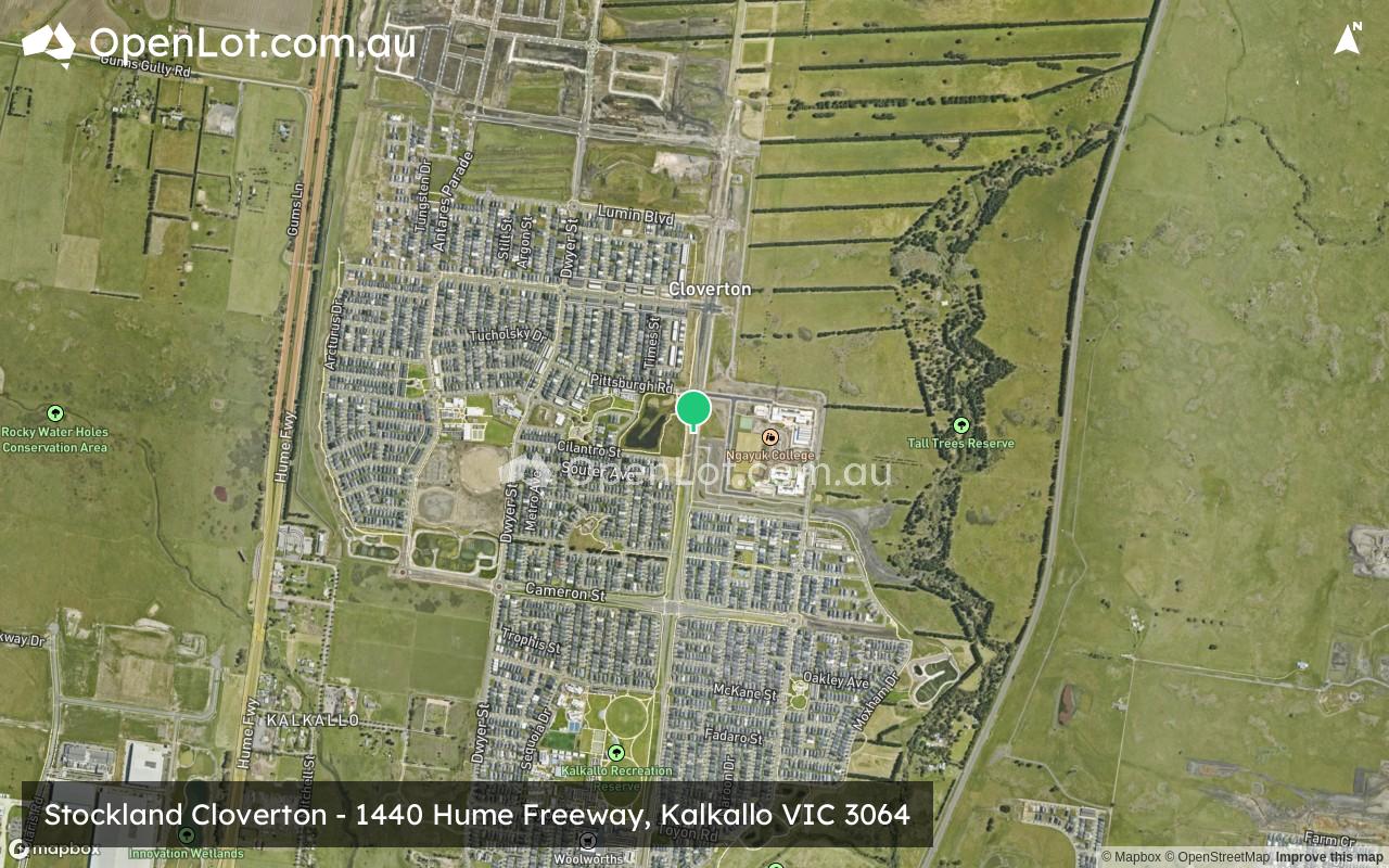 Satellite image for Stockland Cloverton - 1440 Hume Freeway, Kalkallo VIC 3064