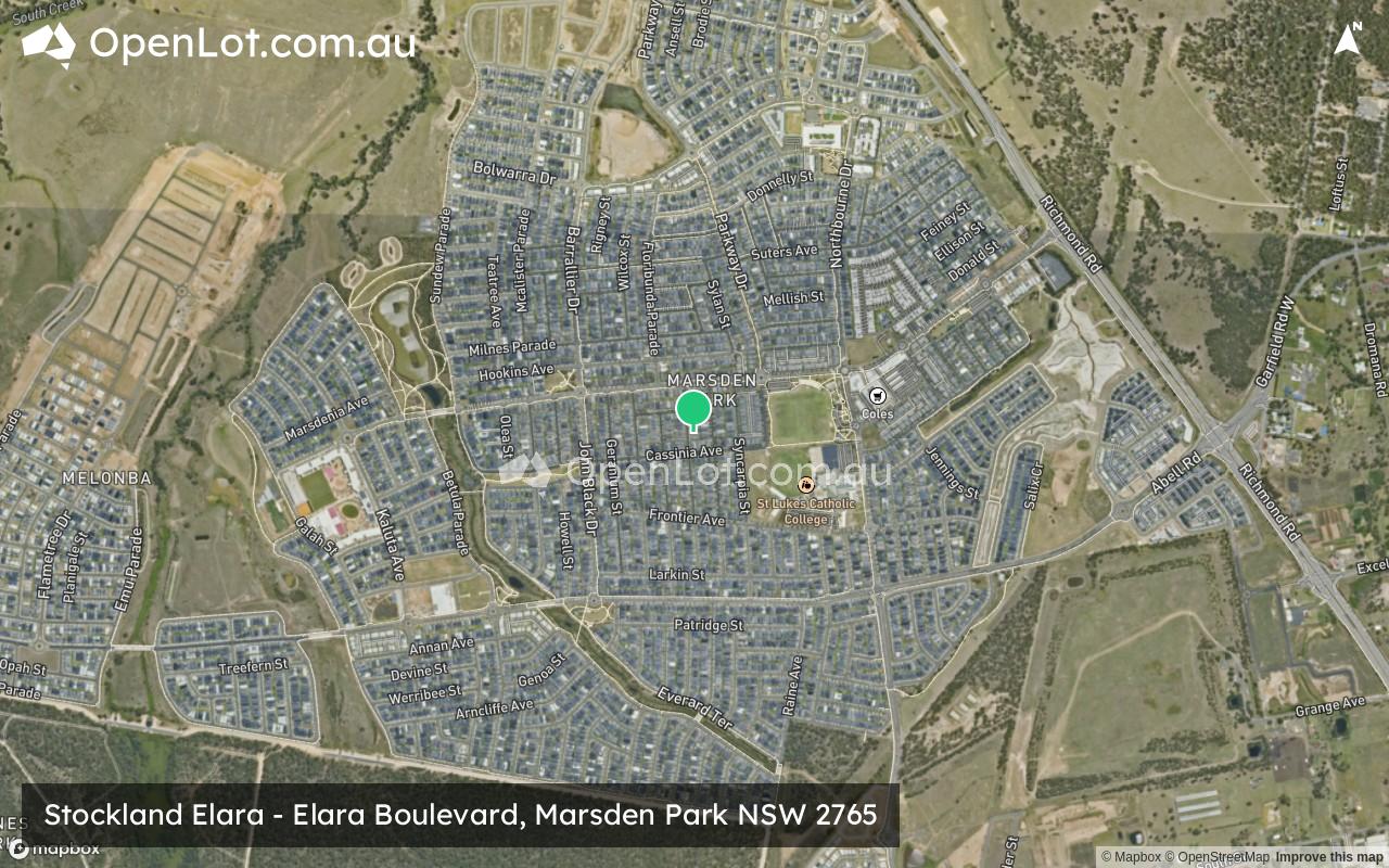 Satellite image for Stockland Elara - Elara Boulevard, Marsden Park NSW 2765