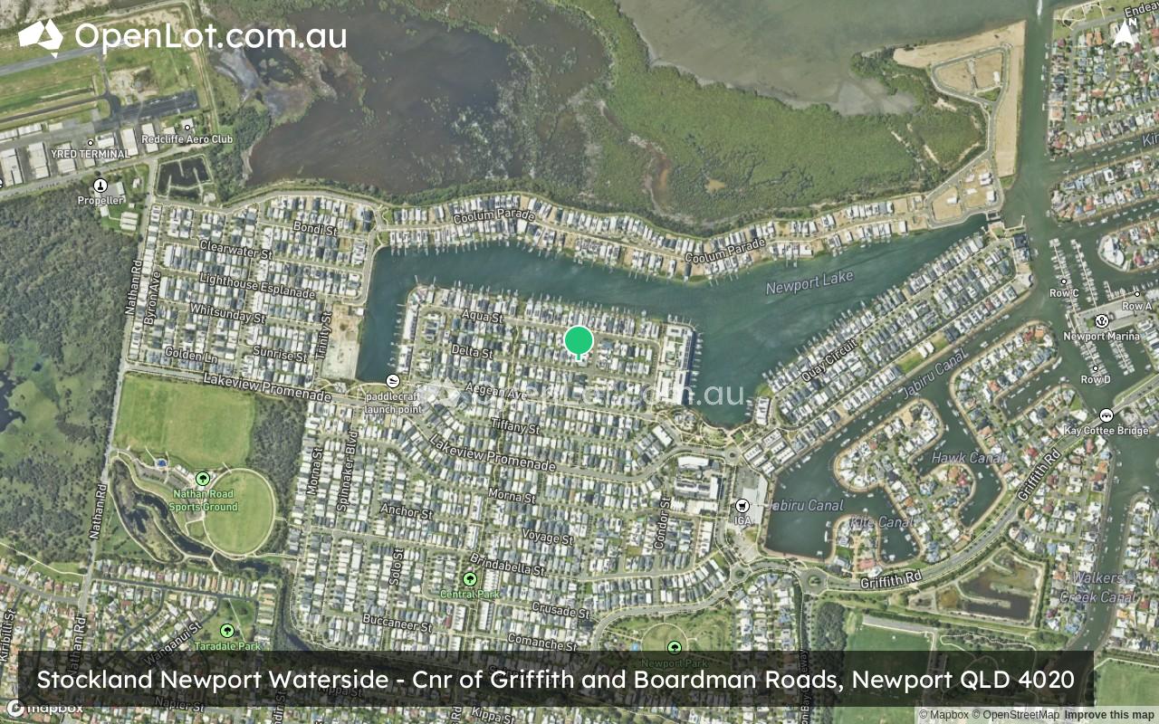 Satellite image for Stockland Newport Waterside - Cnr of Griffith and Boardman Roads, Newport QLD 4020