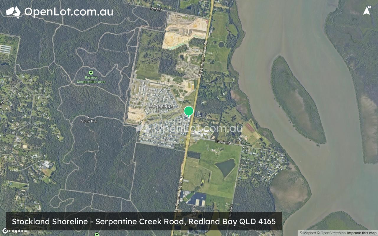 Satellite image for Stockland Shoreline - Serpentine Creek Road, Redland Bay QLD 4165