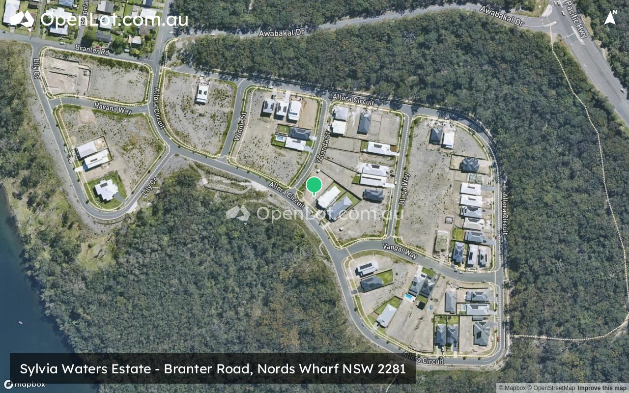 Satellite image for Sylvia Waters Estate - Branter Road, Nords Wharf NSW 2281