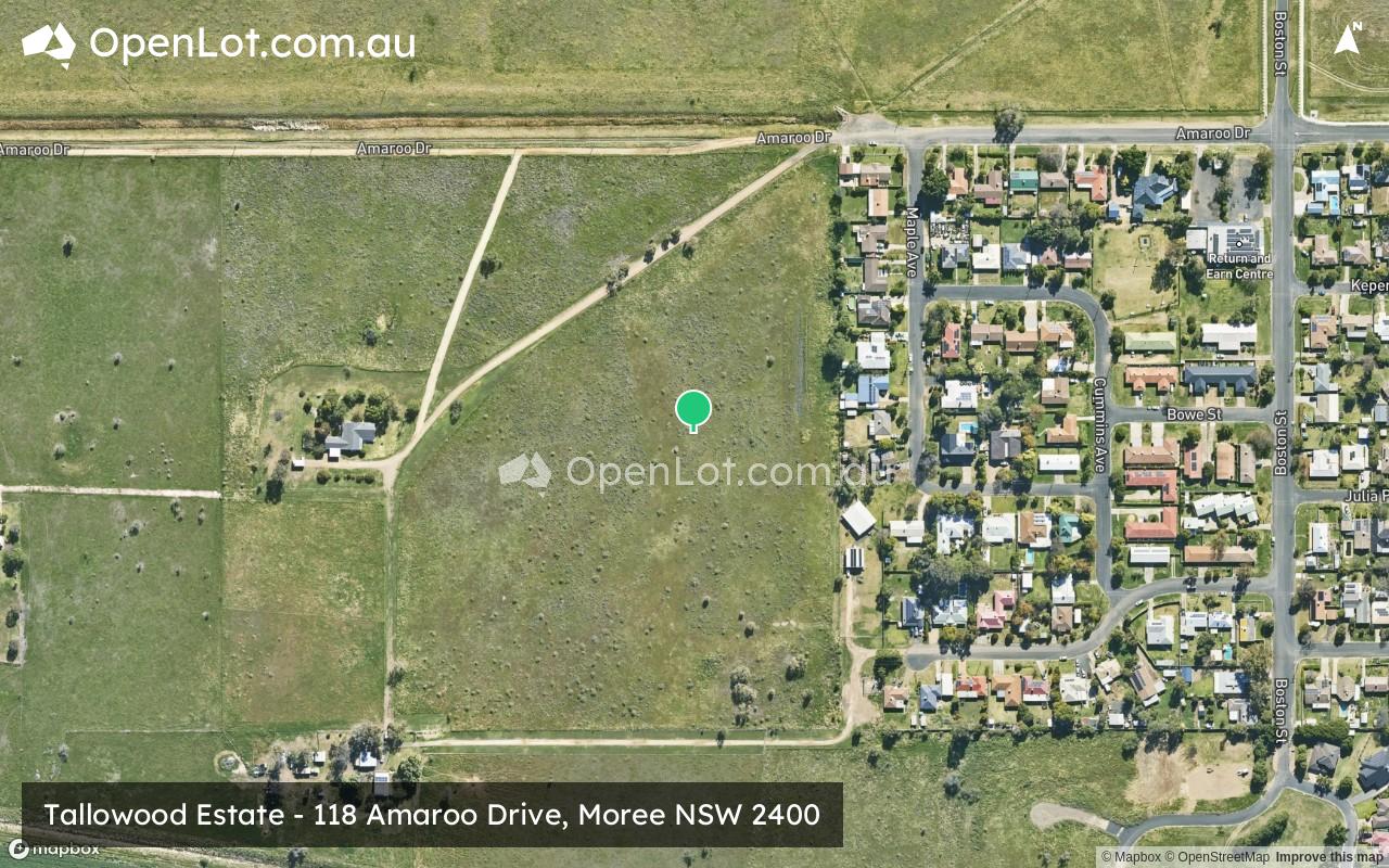 Satellite image for Tallowood Estate - 118 Amaroo Drive, Moree NSW 2400