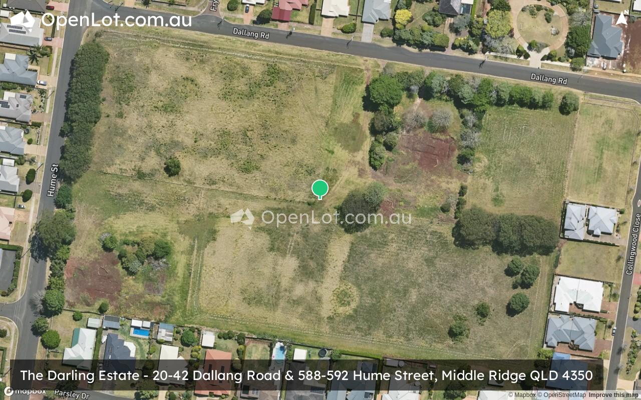 Satellite image for 20-42 Dallang Road & 588-592 Hume Street, Middle Ridge QLD 4350