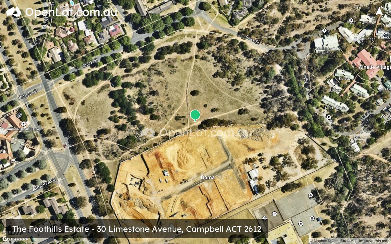 Satellite image for The Foothills Estate - 30 Limestone Avenue, Campbell ACT 2612