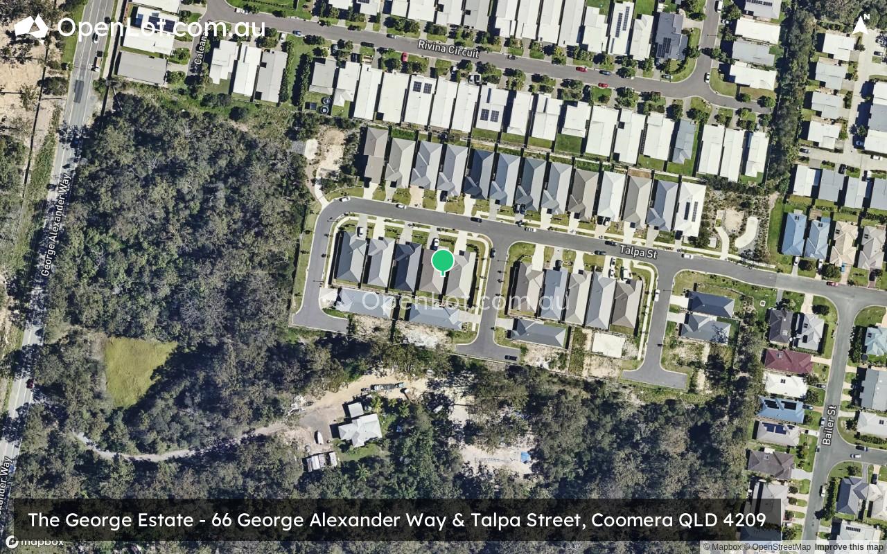 Satellite image for The George Estate - 66 George Alexander Way & Talpa Street, Coomera QLD 4209