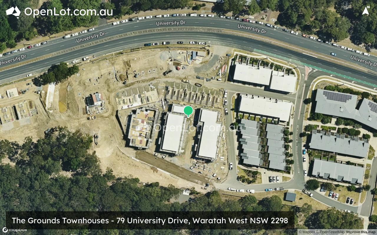 Satellite image for The Grounds Townhouses - 79 University Drive, Waratah West NSW 2298
