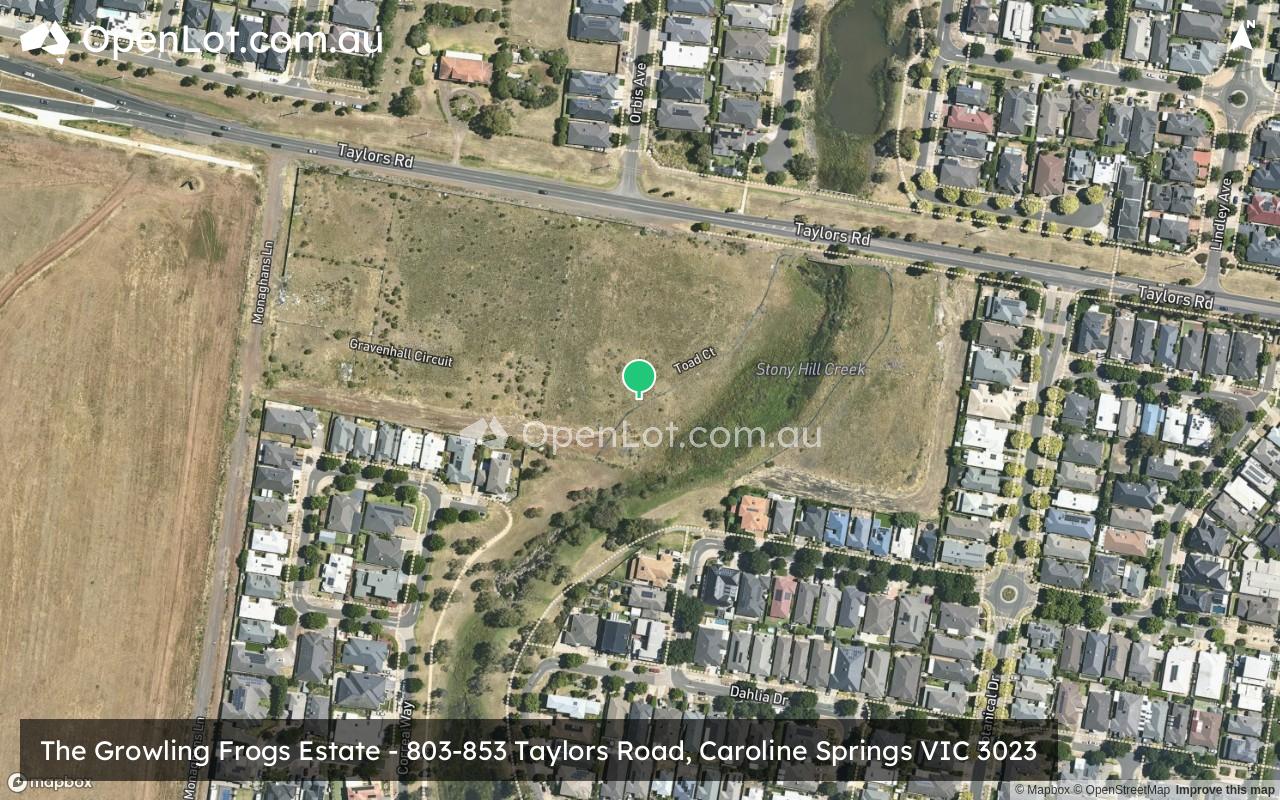 Satellite image for The Growling Frogs Estate - 803-853 Taylors Road, Caroline Springs VIC 3023