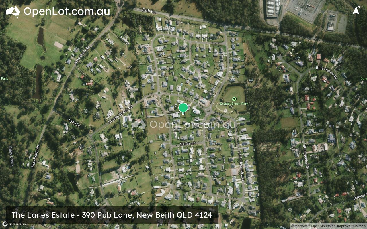 Satellite image for The Lanes Estate - 390 Pub Lane, New Beith QLD 4124