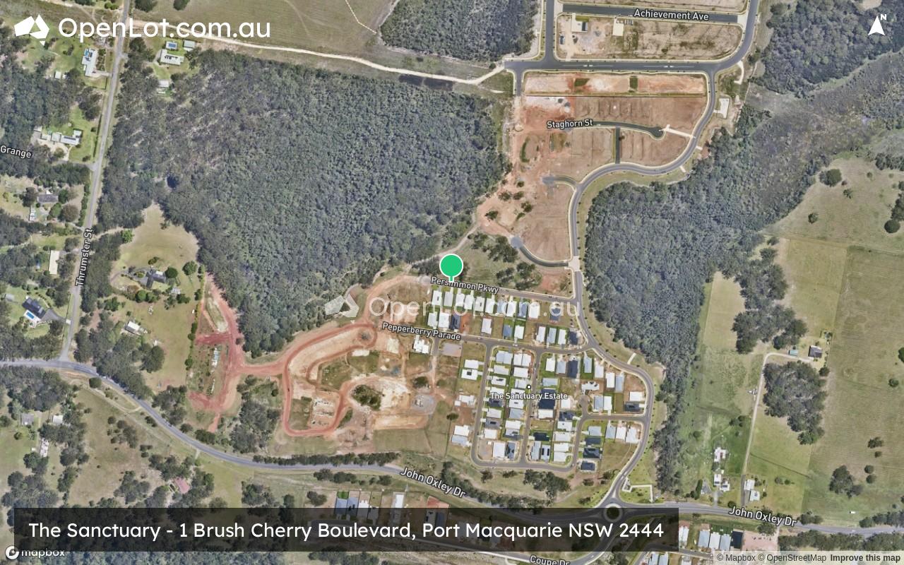 Satellite image for The Sanctuary Port Macquarie Estate - 344 John Oxley Drive, Thrumster NSW 2444