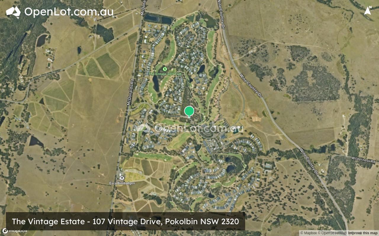 Satellite image for The Vintage Estate - 107 Vintage Drive, Pokolbin NSW 2320