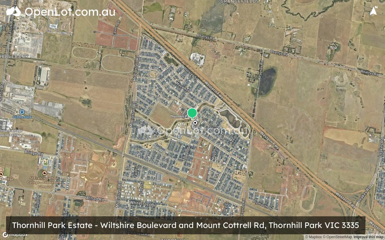 Satellite image for Thornhill Park Estate - Wiltshire Boulevard and Mount Cottrell Rd, Thornhill Park VIC 3335