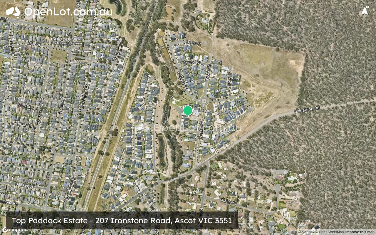 Satellite image for Top Paddock Estate - 207 Ironstone Road, Ascot VIC 3551