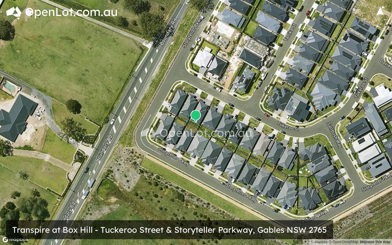 Satellite image for Transpire at Box Hill - Tuckeroo Street & Storyteller Parkway, Gables NSW 2765