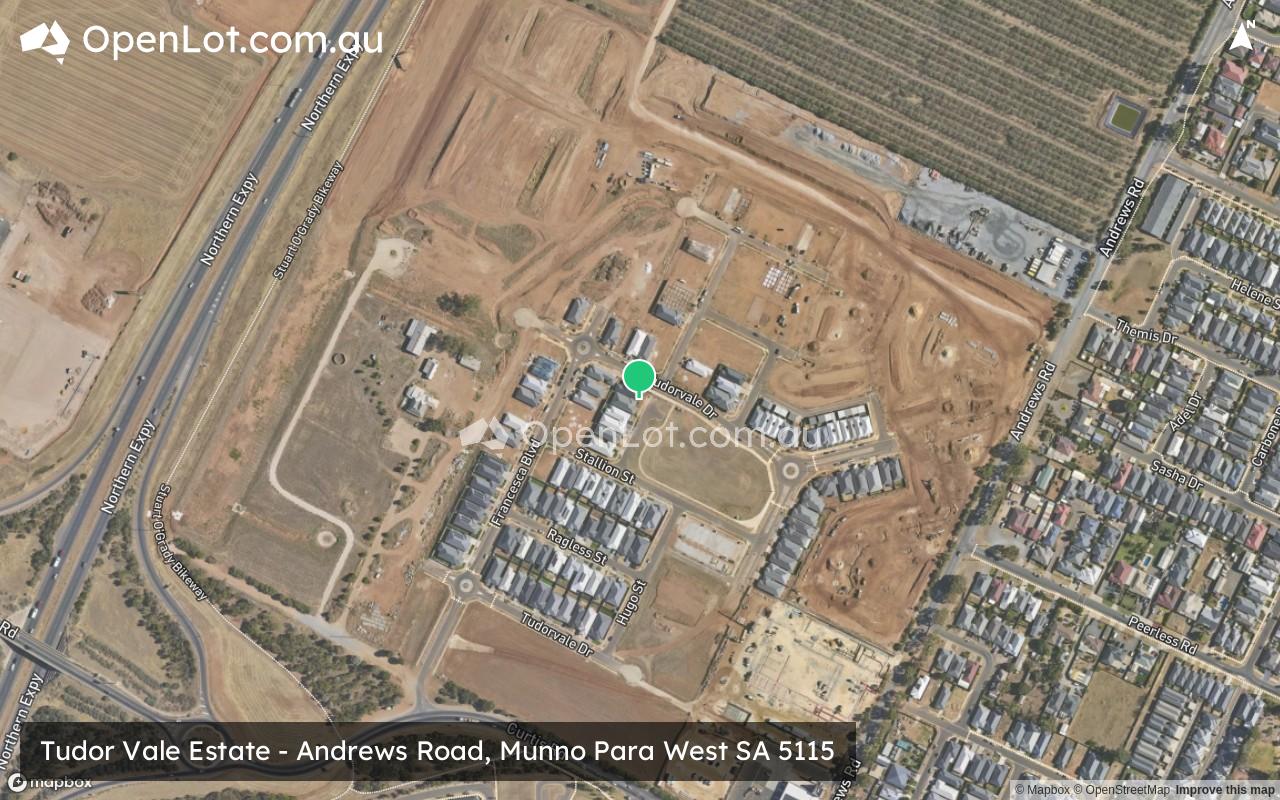 Satellite image for Tudor Vale Estate - Andrews Road, Munno Para West SA 5115
