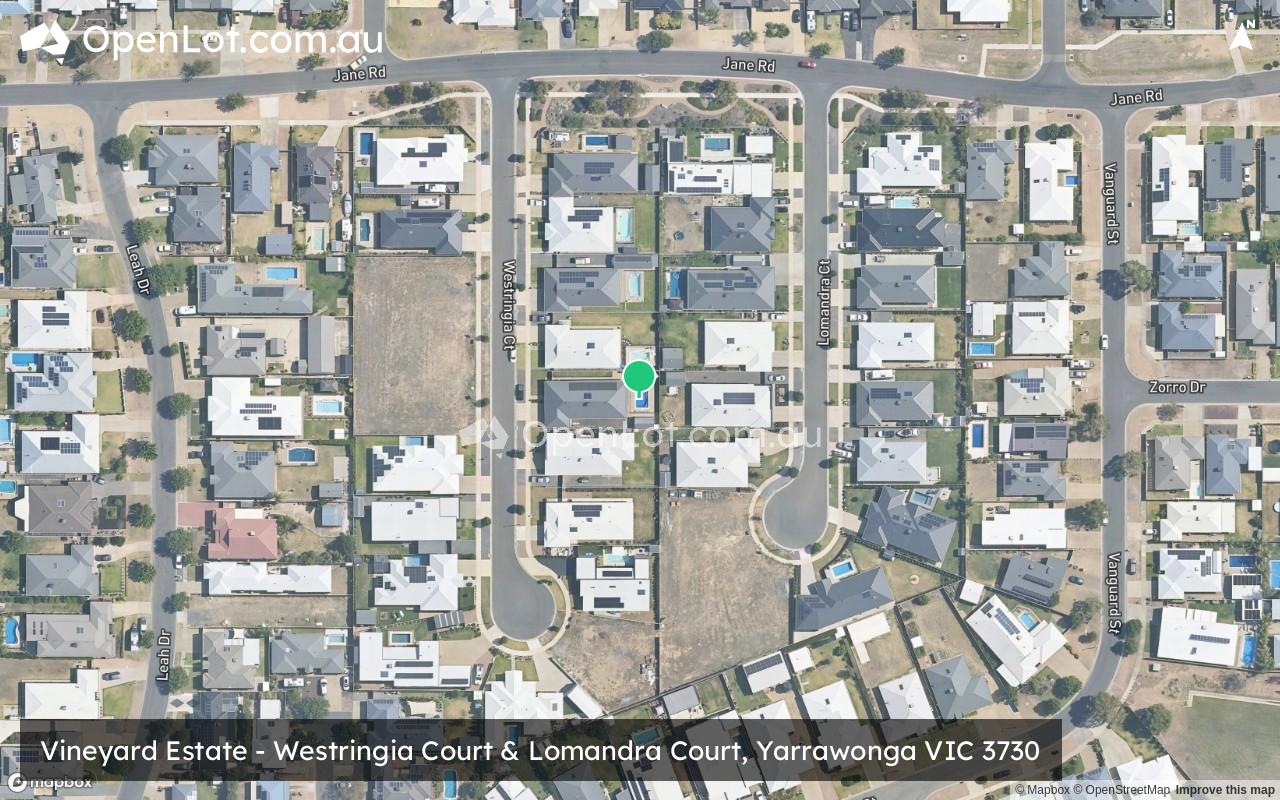 Satellite image for Vineyard Estate - Westringia Court & Lomandra Court, Yarrawonga VIC 3730