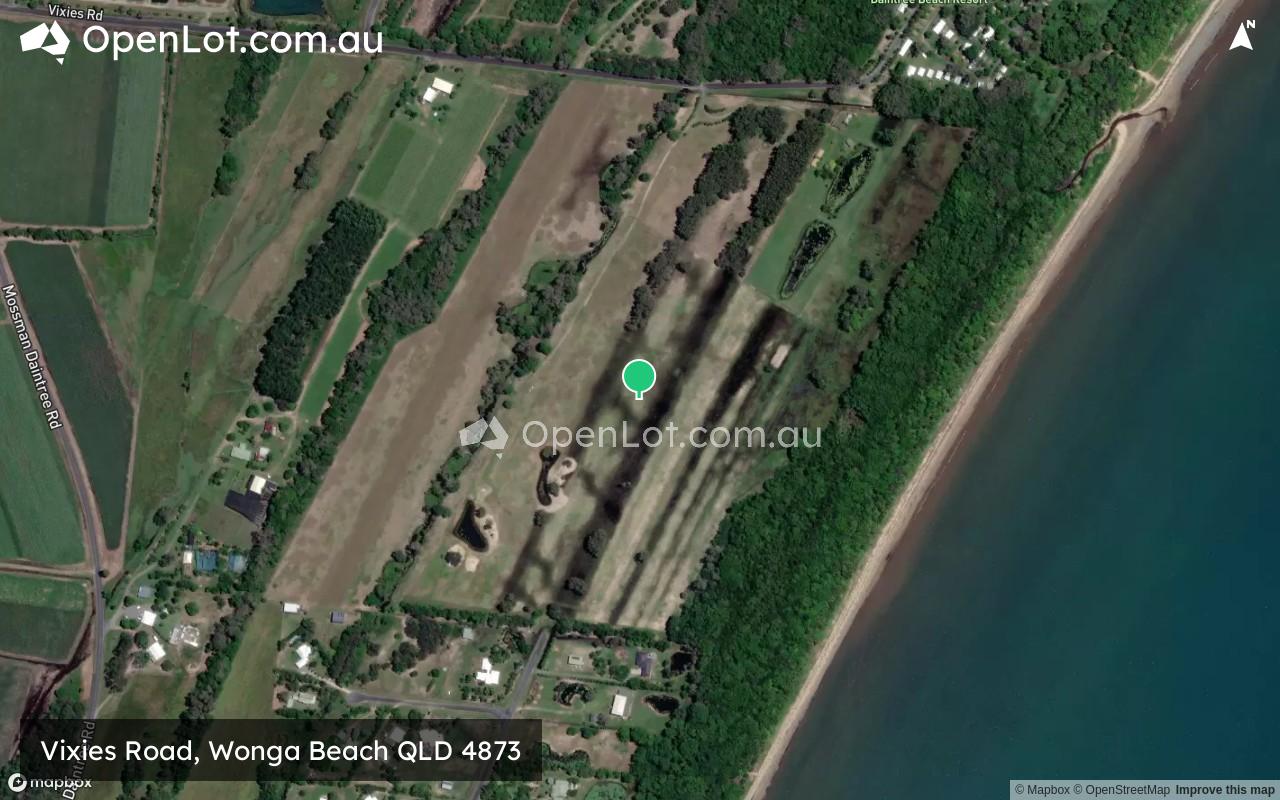 Satellite image for Vixies Road, Wonga Beach QLD 4873