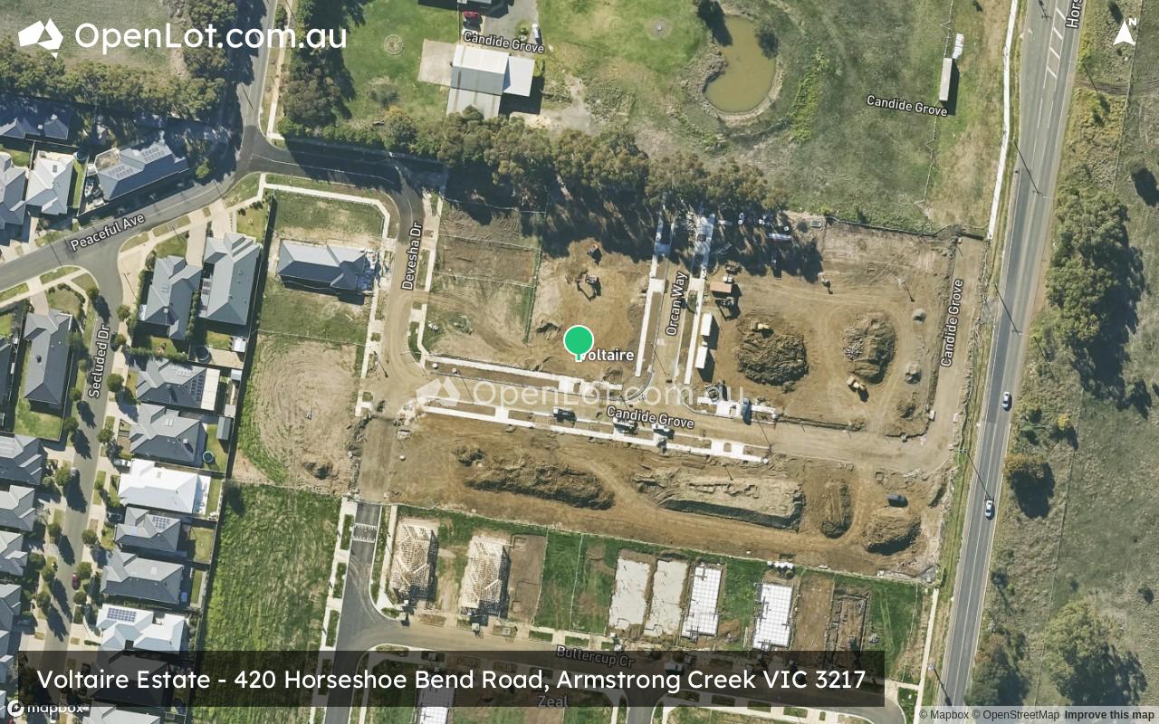 Satellite image for Voltaire Estate - 420 Horseshoe Bend Road, Armstrong Creek VIC 3217