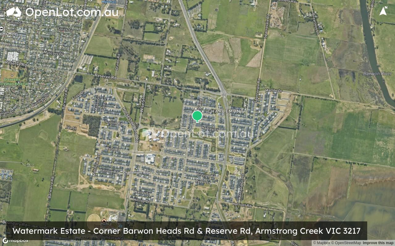 Satellite image for Watermark Estate - Corner Barwon Heads Rd & Reserve Rd, Armstrong Creek VIC 3217
