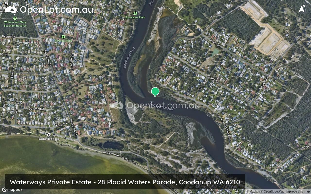 Satellite image for Waterways Private Estate - 28 Placid Waters Parade, Coodanup WA 6210