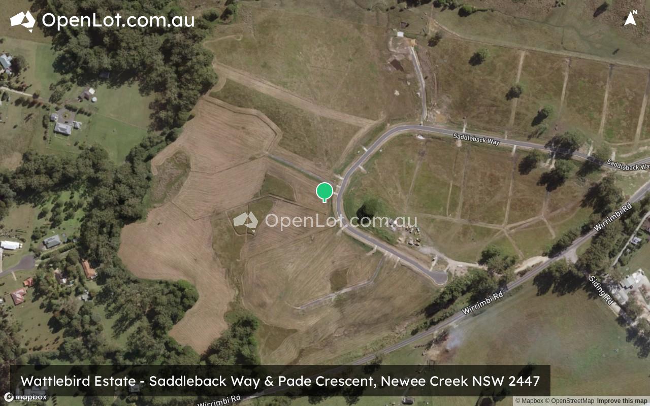 Satellite image for Wattlebird Estate - Saddleback Way & Pade Crescent, Newee Creek NSW 2447