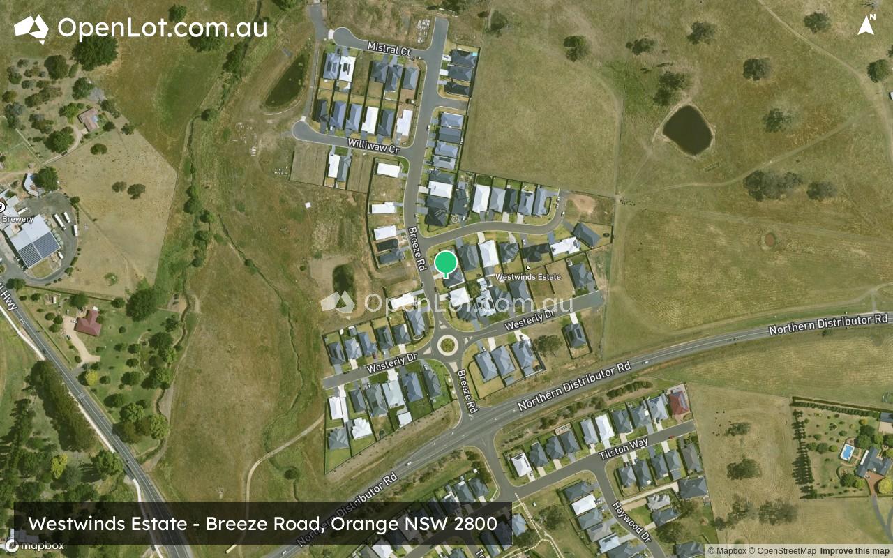 Satellite image for Westwinds Estate - Breeze Road, Orange NSW 2800