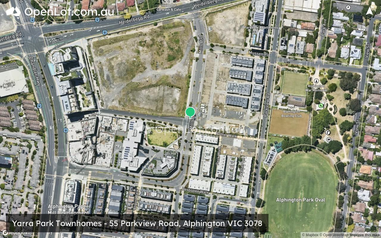 Satellite image for Yarra Park Townhomes - 55 Parkview Road, Alphington VIC 3078