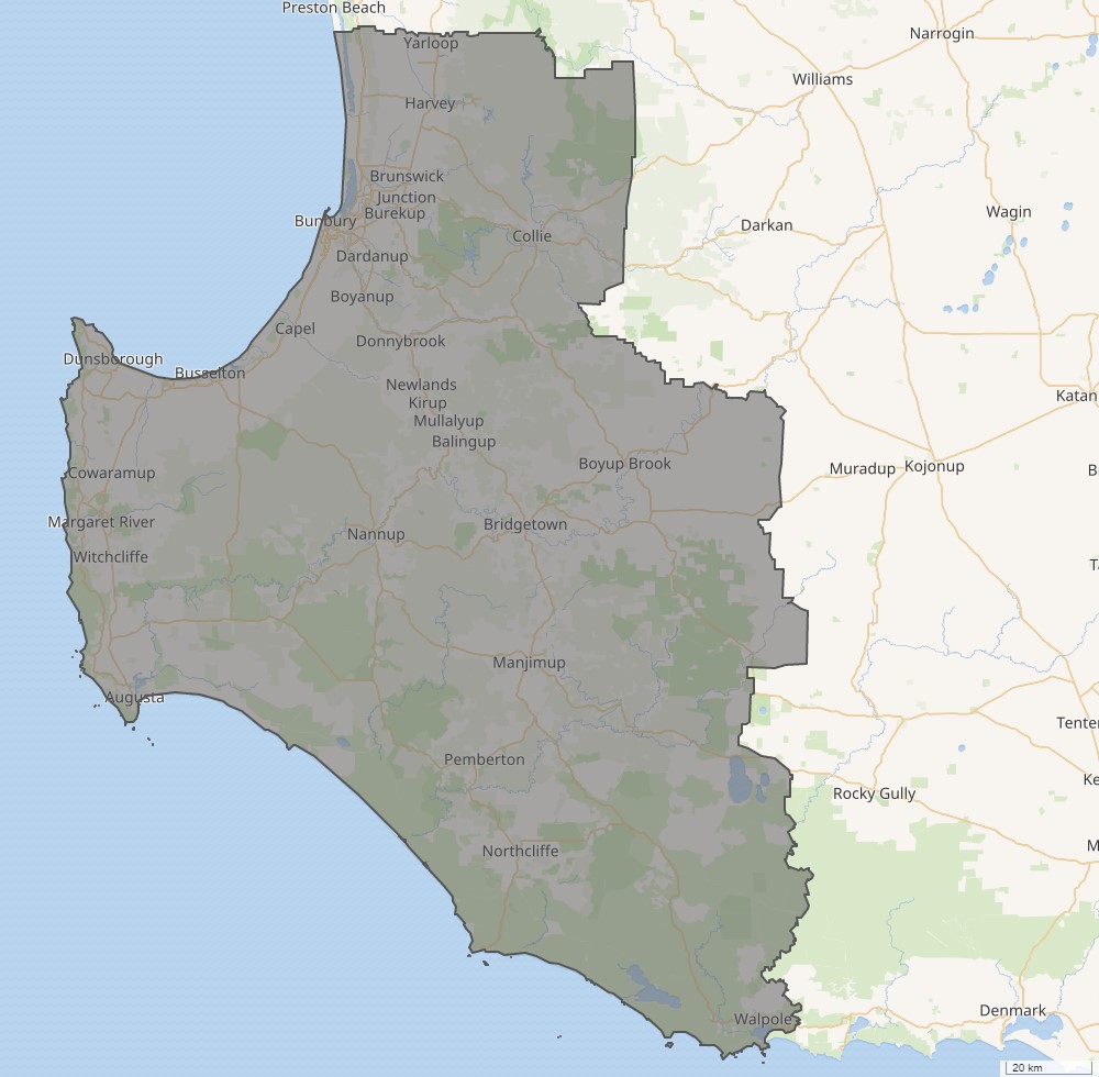  South West Region, WA - Region Location – Wikipedia Maps