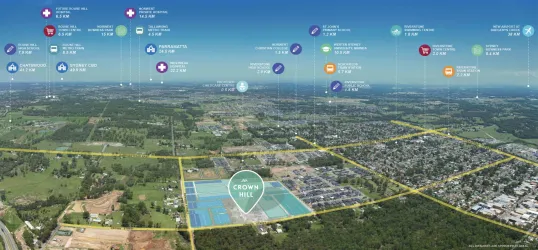 Crown Hill Riverstone Estate - Grantham Farm Aerial