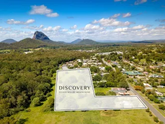 Discovery Estate - Glass House Mountains Aerial