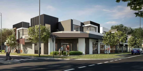 Horizon Estate - Wallaby Streetscape Cafe Render