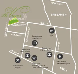 The Views Sanctuary Rise Estate - Cranley Location m Location Map